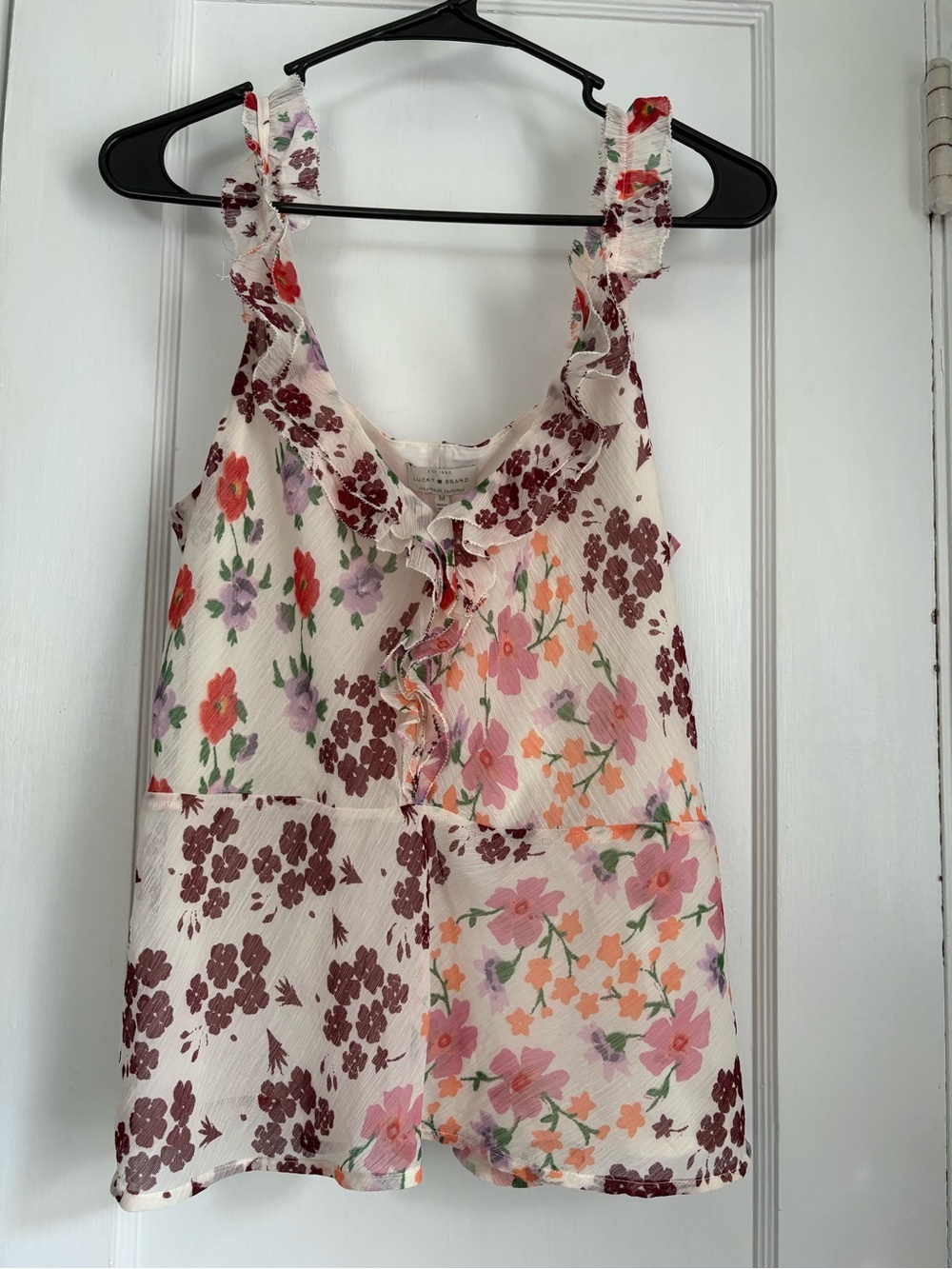 Women’s Floral Sleeveless Babydoll Tank Boho| Smocked Straps Cottagecore Medium
